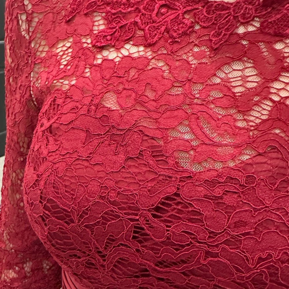 Elegant Red Lace Dress - Picture 7 of 9